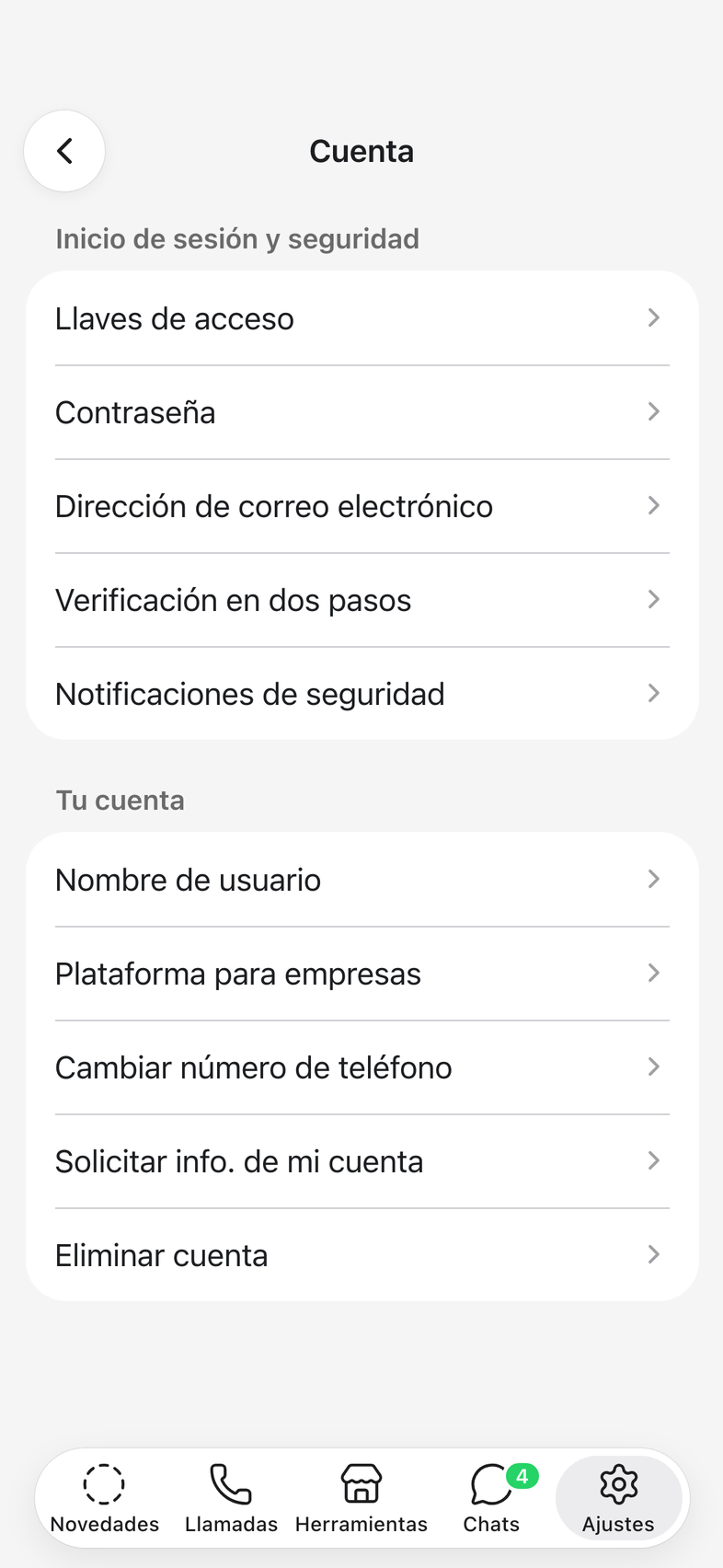 Cuenta, con Plataforma para empresas marcado.